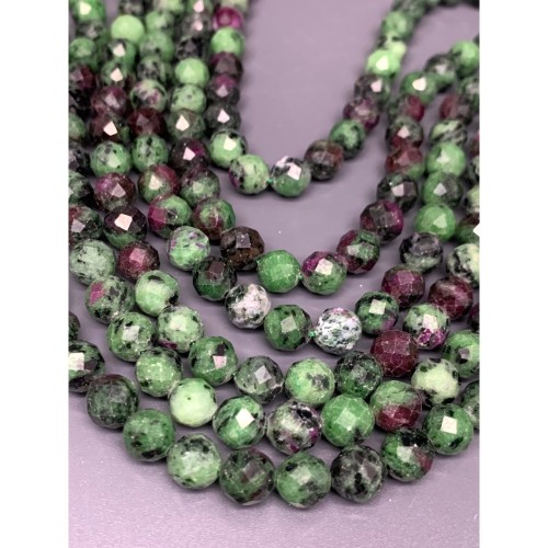 Каменные бусины, Рубицоизит, шарик огранка, 8 мм, длина нити 38 см