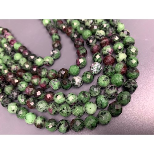 Каменные бусины, Рубицоизит, шарик огранка, 8 мм, длина нити 38 см