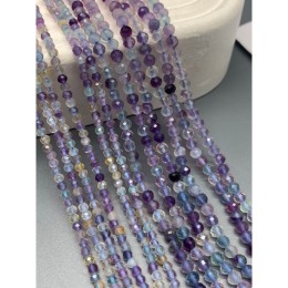 Каменные бусины, Флюорит, люкс, огранка, шарик 4 мм, длина нити 38 см