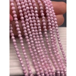 Каменные бусины, Цирконий кубический, (т.н. Циркон), матовый, розовый кристалл, шарик огранка, 3 мм, длина нити 37 см