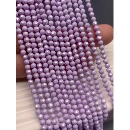 Каменные бусины, Цирконий кубический, (т.н. Циркон), матовый, лавандовый кристалл, шарик огранка, 3 мм, длина нити 37 см
