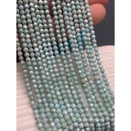 Каменные бусины, Цирконий кубический, (т.н. Циркон), матовый, мятный кристалл, шарик огранка, 3 мм, длина нити 37 см