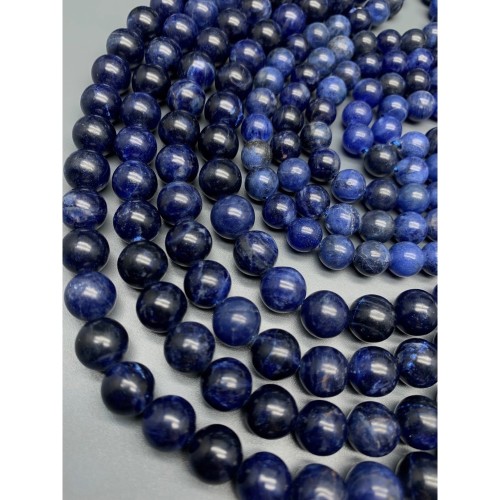 Каменные бусины, Содалит, качество А, шарик гладкий, 10-10,5 мм, длина нити 37 см