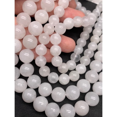 Каменные бусины, Горный хрусталь, качество АВ, шарик гладкий, 10 мм, длина нити 38 см