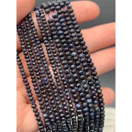 Каменные бусины, Сапфир, Корунд, Люкс, огранка, рондель, 4х3 мм, длина нити 38 см