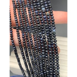 Каменные бусины, Сапфир, Корунд, Люкс, огранка, рондель, 4х3 мм, длина нити 38 см