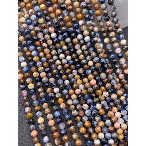 Каменные бусины, Петерсит, люкс, шарик огранка 3 мм, длина нити 38 см