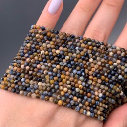 Каменные бусины, Петерсит, люкс, шарик огранка 3 мм, длина нити 38 см