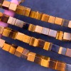 Каменные бусины, Тигровый глаз, кубик гладкий, 8х8 мм, длина нити 38 см