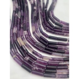 Каменные бусины, Аметист с полосками, трубочки, 13х4 мм, длина нити 38 см