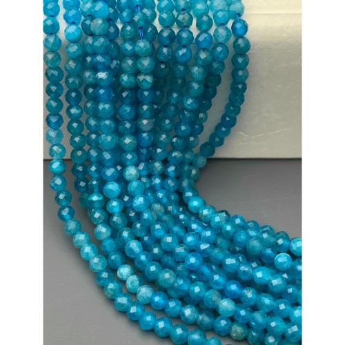Каменные бусины, Апатит, люкс, шарик огранка, 3 мм, длина нити 38 см