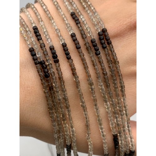 Каменные бусины, Раухтопаз, Дымчатый Кварц, кубик, зеркальная огранка, 2,5х2,5 мм, длина нити 38 см