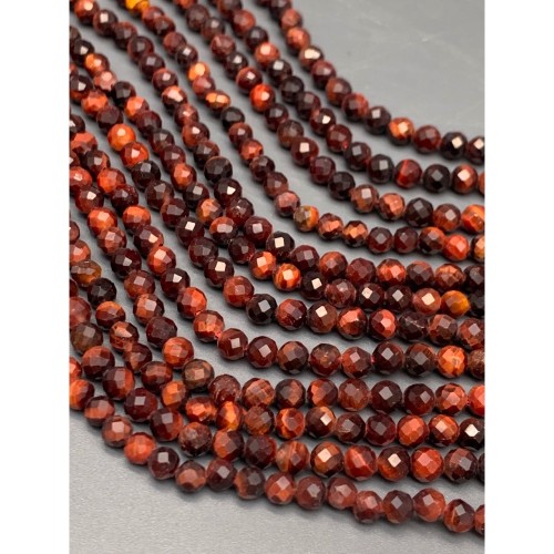 Каменные бусины, Бычий Глаз, шарик огранка 4 мм, длина нити 38 см