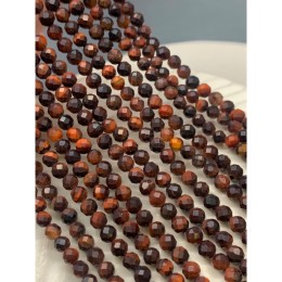 Каменные бусины, Бычий Глаз, шарик огранка 4 мм, длина нити 38 см