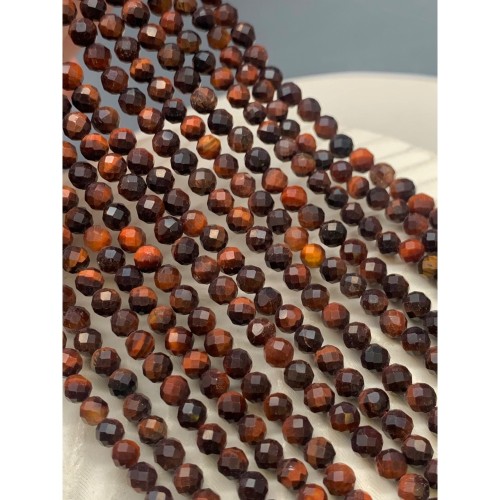 Каменные бусины, Бычий Глаз, шарик огранка 4 мм, длина нити 38 см