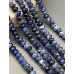 Каменные бусины, Содалит, огранка, рондель 6х4 мм, длина нити 38 см