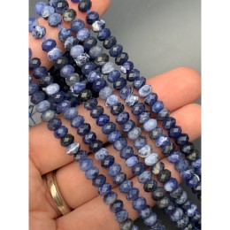 Каменные бусины, Содалит, огранка, рондель 6х4 мм, длина нити 38 см