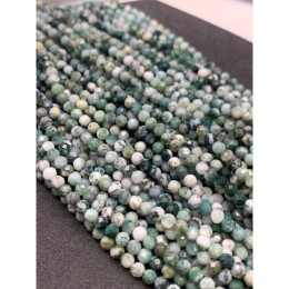 Каменные бусины, Моховой Агат, шарик огранка, 3 мм, длина нити 38 см