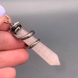 Подвеска, Розовый кварц, маятник, кристалл, змея, размер 43х8 мм