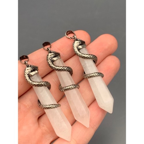 Подвеска, Горный хрусталь, маятник, кристалл, змея, размер 43х8 мм