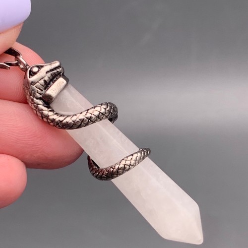 Подвеска, Горный хрусталь, маятник, кристалл, змея, размер 43х8 мм