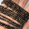 Каменные бусины, Тигрово-соколиный Глаз, шарик огранка 4 мм, длина нити 38 см