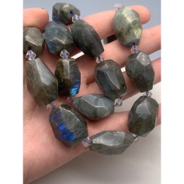 Каменные бусины, Лабрадор, огранка, фриформы, 22-26 мм, длина нити 17 см, 6 бусин на нити