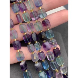 Каменные бусины, Флюорит полихромный, прямоугольник, огранка, 10х8х4,5 мм, длина нити 38 см