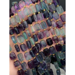 Каменные бусины, Флюорит полихромный, прямоугольник, огранка, 10х8х4,5 мм, длина нити 38 см