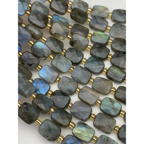 Каменные бусины, Лабрадор, прямоугольник, огранка, 10х8х4,5 мм, длина нити 36 см