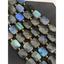 Каменные бусины, Лабрадор, прямоугольник, огранка, 10х8х4,5 мм, длина нити 36 см