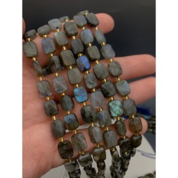 Каменные бусины, Лабрадор, прямоугольник, огранка, 10х8х4,5 мм, длина нити 36 см