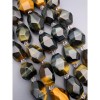 Каменные бусины, Тигрово-соколиный глаз, огранка, фриформы, размер 24-28 мм, длина нити 19 см, на нити 6 бусин