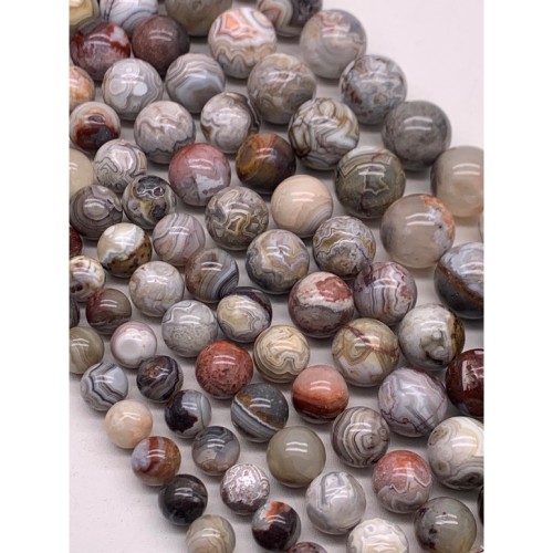 Каменные бусины, Агат кружевной, (Crazy Agate), люкс, (Бразилия), шарик гладкий, 12-12,5 мм, длина нити 19 см