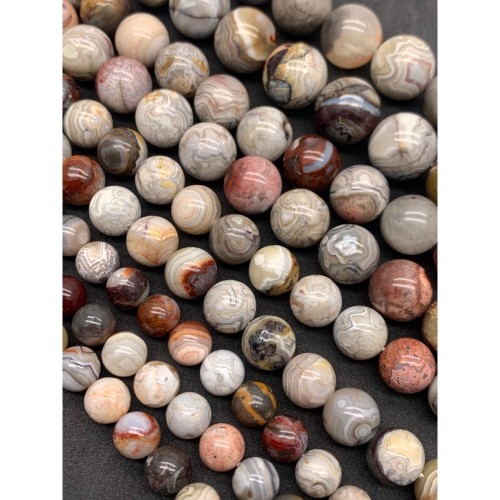 Каменные бусины, Агат кружевной, (Crazy Agate), люкс, (Бразилия), шарик гладкий, 12-12,5 мм, длина нити 19 см