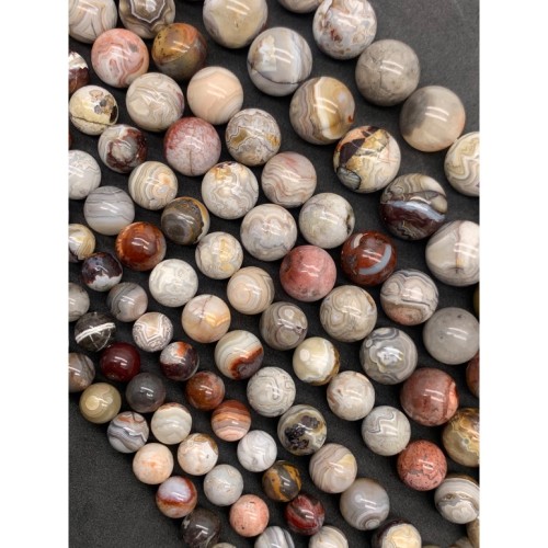 Каменные бусины, Агат кружевной, (Crazy Agate), люкс, (Бразилия), шарик гладкий, 16 мм, длина нити 19 см