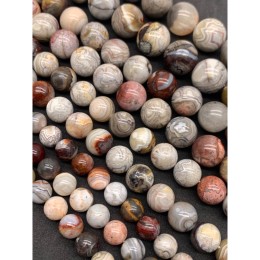 Каменные бусины, Агат кружевной, (Crazy Agate), люкс, (Бразилия), шарик гладкий, 14-14,5 мм, длина нити 19 см