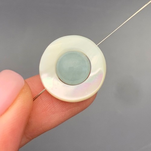 Каменные бусины, Перламутр белый, рамка под бусины, размер 20х5 мм, внутренний диаметр 10 мм, цена за 1 шт