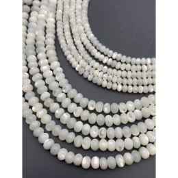 Каменные бусины, Перламутр, белый, бублик, 3х4 мм, длина нити 38 см