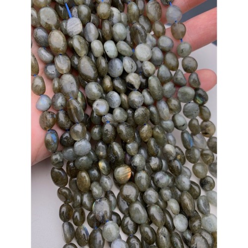 Каменные бусины, Лабрадор, фриформы, 11х8 мм, длина нити 38 см