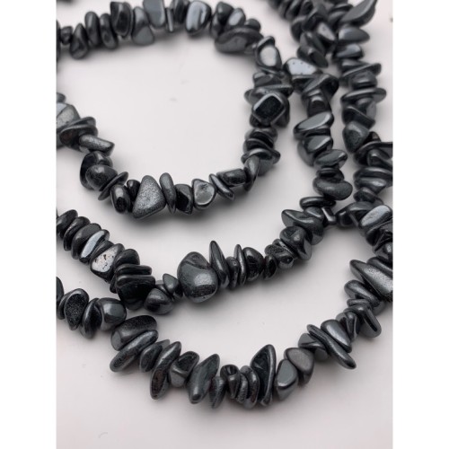 Каменные бусины, Гематит, фриформы, цвет темное серебро, размер 10х5 мм, длина нити 78 см