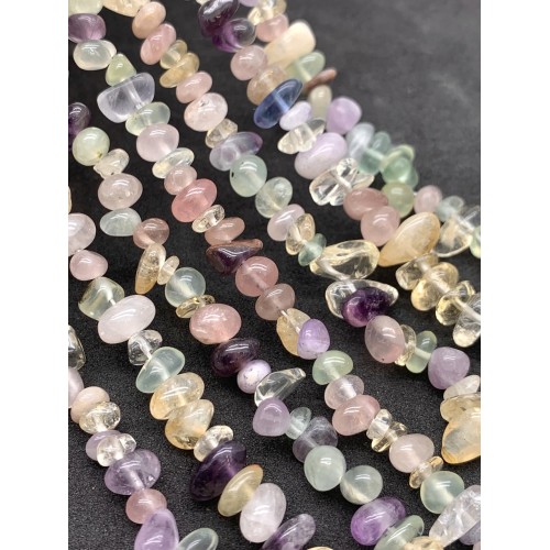 Каменные бусины, Микс камней, фриформы, 9х4 мм, длина нити 38 см