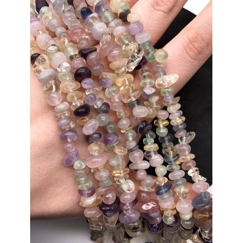 Каменные бусины, Микс камней, фриформы, 9х4 мм, длина нити 38 см