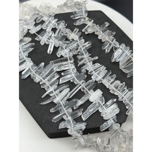 Каменные бусины, Горный хрусталь, фриформы, 15х5 мм, длина нити 37 см