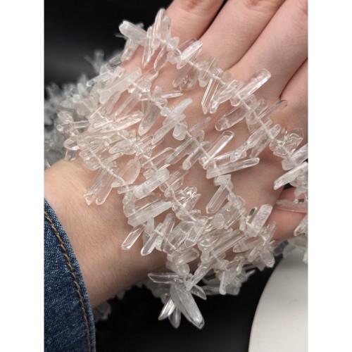 Каменные бусины, Горный хрусталь, фриформы, 15х5 мм, длина нити 37 см