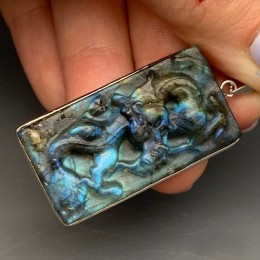 Подвеска, Лабрадор, "Дракон", люкс, резная, размер 39х22 мм