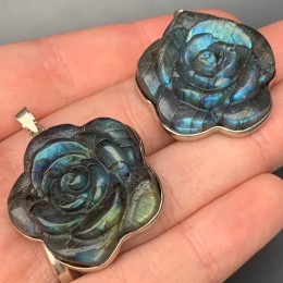 Подвеска, Лабрадор, "Роза", люкс, резная, размер 31х30 мм