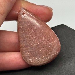 Подвеска №1, Олигоклаз, Солнечный камень, капля, размер 43х28 мм, цена за 1 шт.