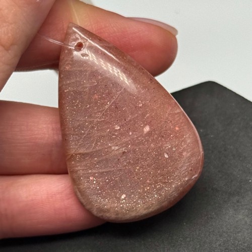 Подвеска №1, Олигоклаз, Солнечный камень, капля, размер 43х28 мм, цена за 1 шт.