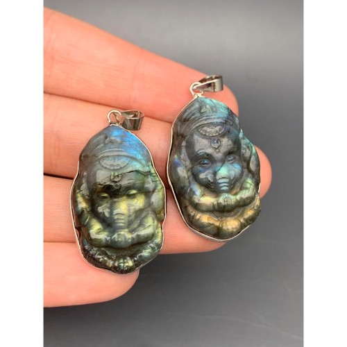 Подвеска, Лабрадор, "Слон Ганеша", люкс, резная, размер 32х21 мм